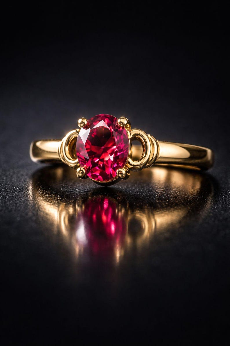 Ruby Ring Oval Cut Ruby Gemstone Statement Ring Sterling Silver Ruby Promise Bridal Ring Anniversary Gift For Women July Birthstone Ring image 3
