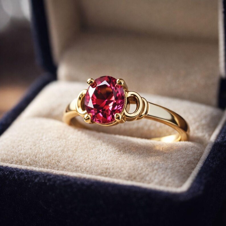 Ruby Ring Oval Cut Ruby Gemstone Statement Ring Sterling Silver Ruby Promise Bridal Ring Anniversary Gift For Women July Birthstone Ring image 2