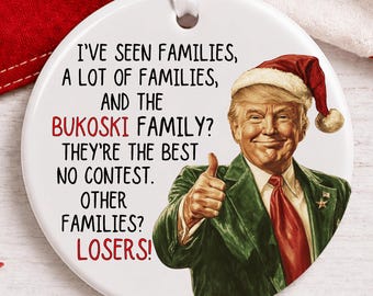 Personalized Funny Trump Christmas Ornament, MAGA American Pride Keepsake, Trump Gifts, Trump Merch, Patriotic Tree Decor