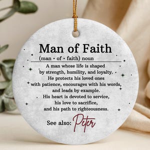man of god ornament
man of faith ornamen
faith ornament
godly man gift
christian ornament
pastor gift
religious keepsake
bible verse gift
church gift
religious ornament
christian decor
christian men gift
inspirational gift