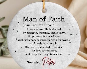 Personalized Man of Faith Ornament, Custom Christian Ornament for Husband or Dad, Man of God Christmas Ornament, Pastor Religious Gift 2025
