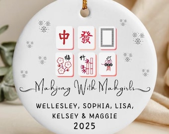Personalized Mahjong Ornament, Custom Mahjong Girls Gift, Mahjong Lover Christmas Tree Ornament, Mahj Group Gift, New Mahjong Hobby Gift