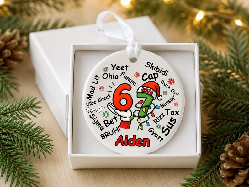 charisma kid
fun ornament
gift for teen
genz ornament
funny teen ornament
gen z gen alpha teen
gen alpha slang
teen boy gift
67 ornament
gen z slang gift
funny ornament
six seven ornament
trend ornament