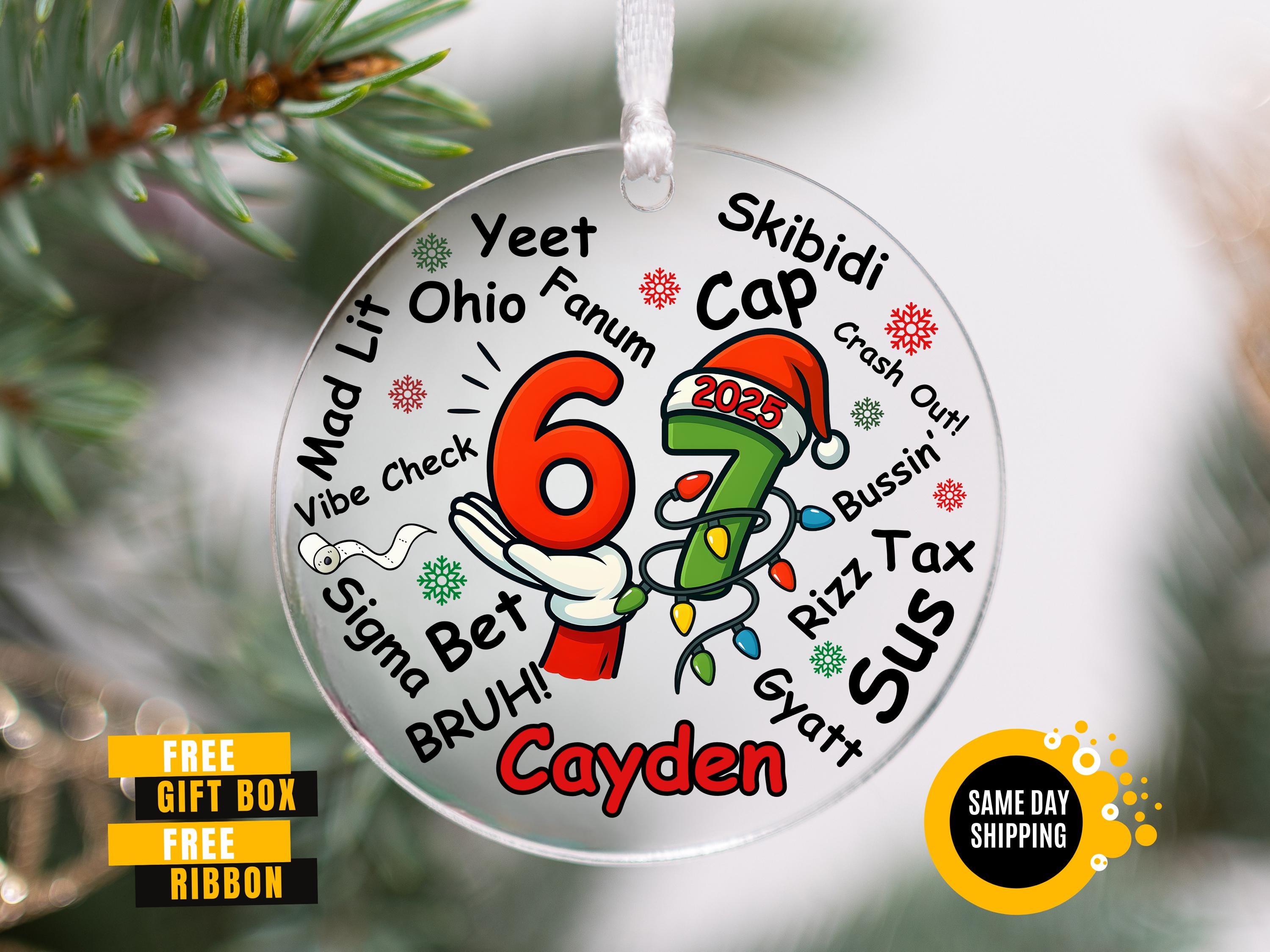 Personalized 67 Ornament, Custom Six Seven Ornament, Gen Z Slang Teen ...