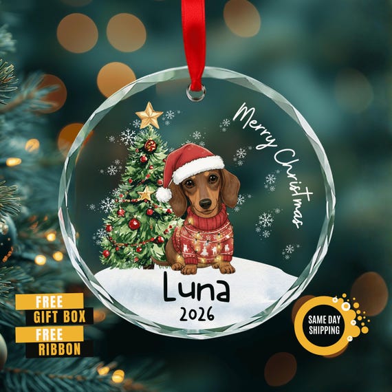 Personalised Dachshund Christmas Tree Ornament, Dachshund lover Gifts, Custom Sausage Dog Keepsake