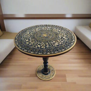 Luxury Black & Gold Royal Lacquer Coffee Table – 18&#39;&#39; Decorative Accent Table | Handcrafted Elegant Design