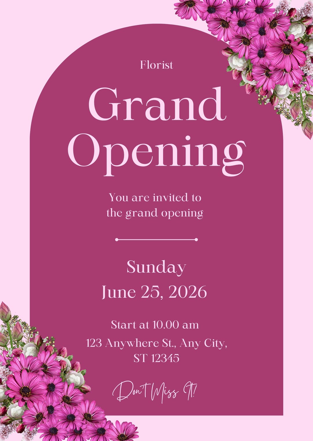 Editable Grand Opening Invitation – Florist Launch Invite – Canva ...