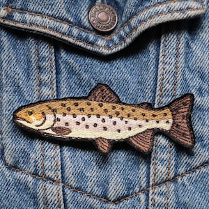 Brown Trout Iron-On Patch | Quality Fish Patches for Jackets, Hats & More | Fly Fishing Gifts