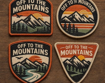 Off To The Mountains Patch – Retro Camping & Hiking Embroidered Badge