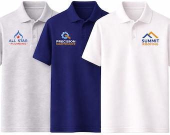 Personalised embroidered logo polo shirts, Custom work wear, Company Sports Club Business Clothing