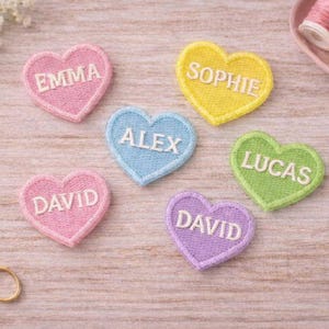 Name Heart Letter Iron On Patch – Personalised Letter Name Embroidery