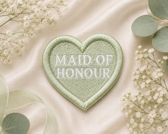 Personalised Heart Name Patch – Bridal Party Hen Do gift, Wedding DIY (3 inch)