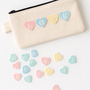 Mini Heart Letter Iron On Patch – Personalised Letter Name Embroidery,