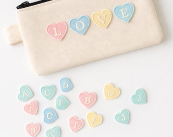 Mini Heart Letter Iron On Patch – Personalised Letter Name Embroidery,