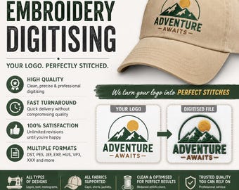 Professional Embroidery Digitising Service: Logo to Stitch File Conversion PES DST JEF