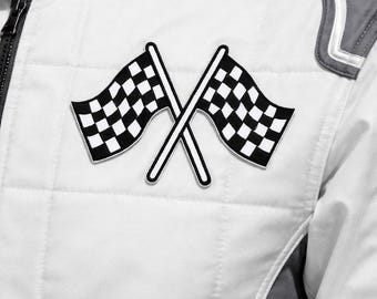 Checkered Flag Patch 3 Inch Embroidered Racing Patch Iron On Motorsport Applique