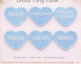 Pastel Heart Name Patch – Bridal Party Hen Do gift, Wedding DIY