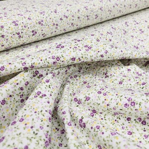 Purple Floral 100% Cotton Poplin Fabric by the Yard:Dressmaking&Home Textiles-(Wide160 cm/63 in/1.75 yd)