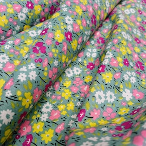 Spring Green Floral Cotton Poplin Fabric: Small Flower Print, Sewing & Home Textile
