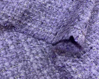 Lilac Sparkle Tweed Bouclé Fabric-Warm Jacket-Suit Fabric(150 cm/59 in/1.64 yd Wide)