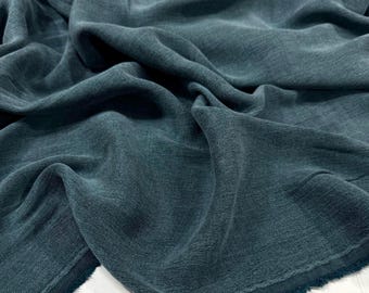 Petrol Green Stonewashed Cupro-Feel Lyocell Viscose Luxury Fabric–Drapey Dress-Blouse-Sewing(145 cm / 57")