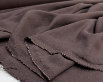 Washed Look Rustic Brown Linen Cotton Blend Fabric-Soft Draped -Summer Apparel-Home Decor(150 cm-59”)