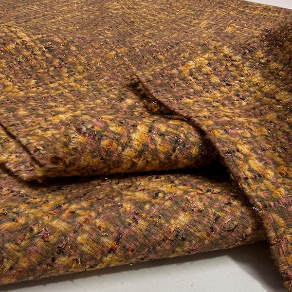 Senfbraun glitzernder Tweed Luxusstoff für Mantel,Jacke-Heimtextilie(150 cm/59 ")