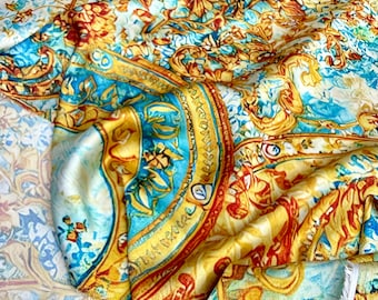 Baroque Majolica Italian Satin Fabric for Sewing-Dresses-Blouses(59"/150 cm)