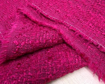 Fuchsia Textured Boucle Luxury Tweed Fabric for Coats, Blazers-Home Textile(150 cm/59" Wide)