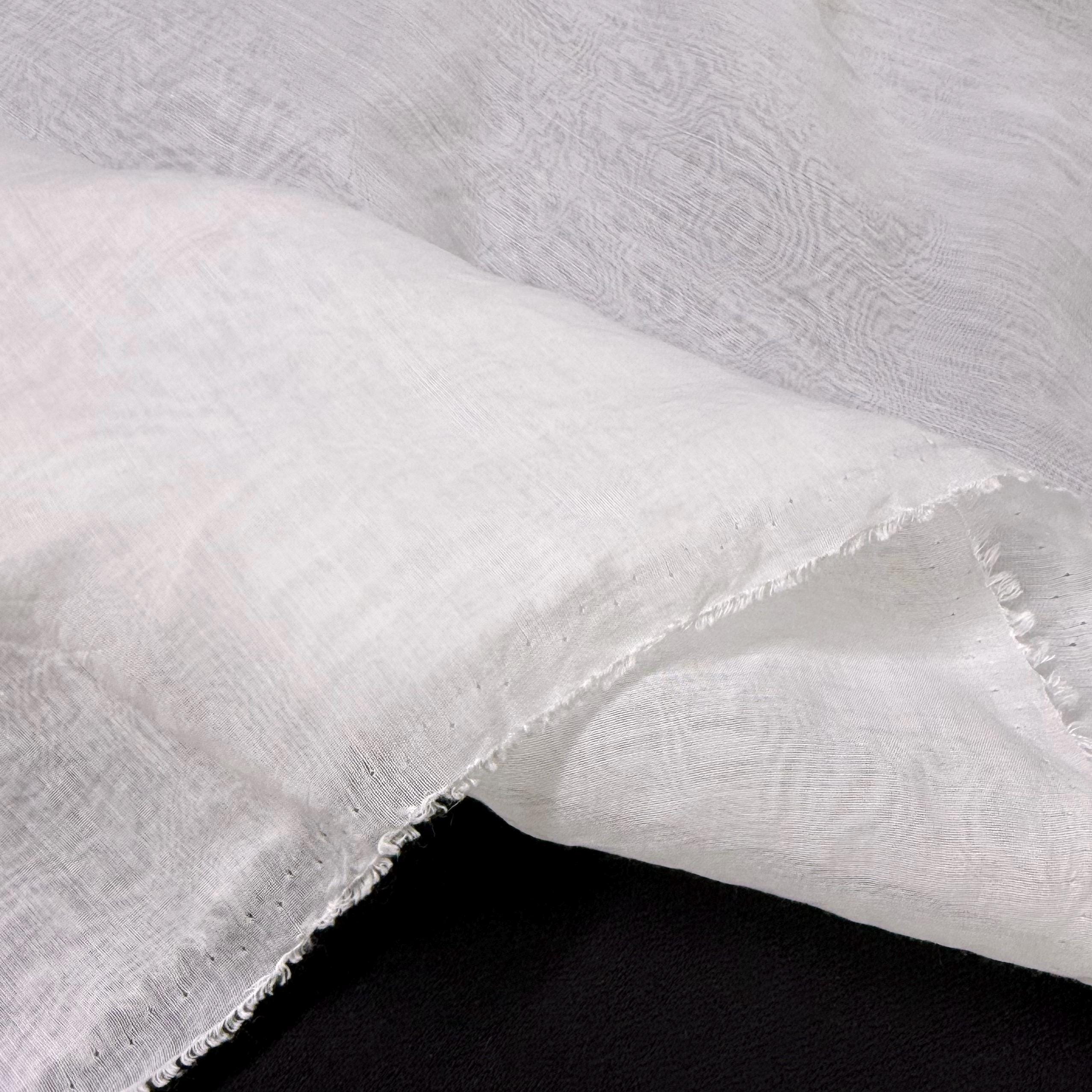 White Soft Sheer Crinkle Cotton Voile Fabric – Lightweight Gauze
