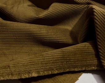 Green Brown Wide Wale Corduroy Fabric–100% Cotton Fabric for Pants-Jackets-Sewing(150 cm/59")
