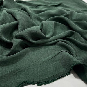 Emerald Green Stonewashed Cupro-Feel Lyocell Viscose Luxury Fabric–Drapey Dress-Blouse-Sewing(145 cm / 57")