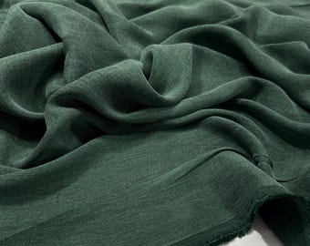 Emerald Green Stonewashed Cupro-Feel Lyocell Viscose Luxury Fabric–Drapey Dress-Blouse-Sewing(145 cm / 57")