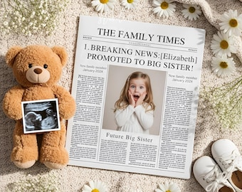 Big Sister Pregnancy Announcement: Editable Social Media Reveal (Canva Template)