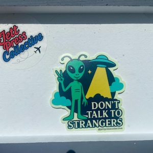 Glow in the Dark Alien Sticker: UFO Matte Vinyl Decal