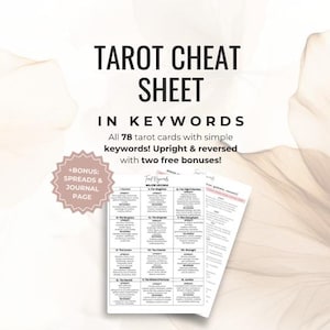 Beginner&#39;s Tarot Cheat Sheet: Printable PDF with Keywords and Meanings, Tarot Keywords, Printable Tarot Meanings, Reversed Keywords, PDF