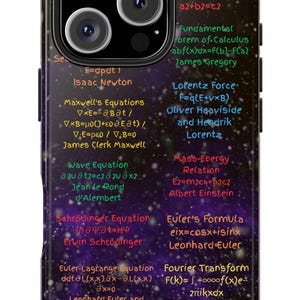 Capas de celular resistentes com equações famosas STEM, amantes da ciência, presentes acadêmicos, estampa de galáxia, agradecimento a professores, presente para estudantes
