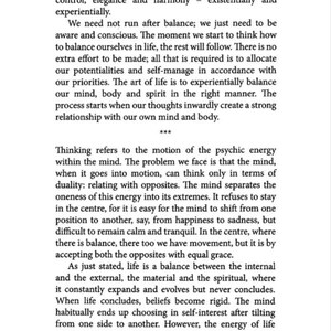 May include: Page 18 from a book titled "Spiritual Power: Being and Becoming." The text discusses balance, duality, and the mind's role in life. The page features paragraphs of text in a serif font, with the title at the top.