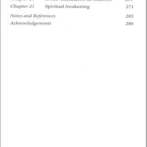 May include: A page from a book with a table of contents. The text includes chapter titles such as "Spiritual Transmission" and "Spiritual Awakening," along with page numbers. The layout is simple, with black text on a white background.