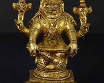 Yoga Narasimha Brass Statue Handmade India