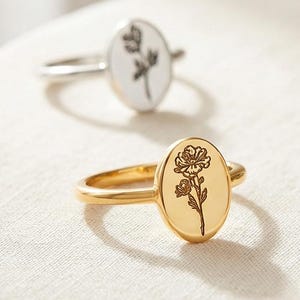Benutzerdefinierte Familie Geburt Blume Ring, personalisierte Sterling Silber Ring für Mama, Abschlussgeschenk für Tochter, Floral Schmuck, Muttertagsgeschenk