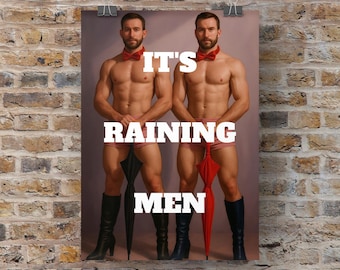 LGBTQ Wall Art: It's Raining Men - Vibrant Gay Pride Poster