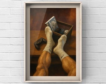 Póster de arte queer: Calcetines masculinos que relajan la obra de arte LGBTQ+