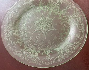 Green Depression Glass 12” Plate