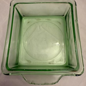 1930’s Hazel Atlas Uranium Glass Green Rectangular Dish. 3.75/4.25