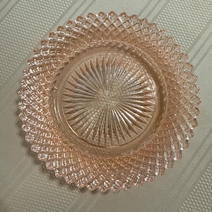 Vintage Pink Depression Glas 14,5 cm kleine Platte Diamantschliff