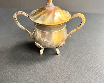 Vintage Miniature Silver-Plated Sugar Bowl & Creamer Set | Tiny Tea Set | Collectible Silver Decor | Shabby Chic Gift
