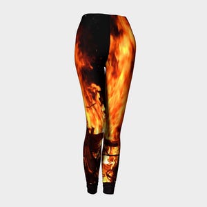 Flame Leggings Clearance Sale Limited Edition Flame Print Artwear Tights Hand Sewn Made In Canada Artist Designed - Dawn Luxe Art Leggings