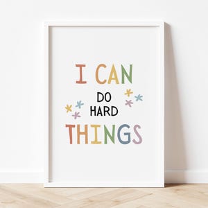 I Can Do Hard Things, Playroom Poster, Toddler Learning, SEL, Classroom Wall Decor, Positive Affirmation, Homeschool, Digital Download