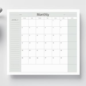 Digital Monthly Planner | Minimal Calendar Printable Monthly Organizer | Instant  Download